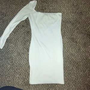 FASHON NOVA sexy white one sleeve mini dress, size small